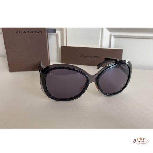 Authentic LOUIS VUITTON Black Acetate Flore Carre LV Logo Sunglasses Z0453U - Picture 9 of 12